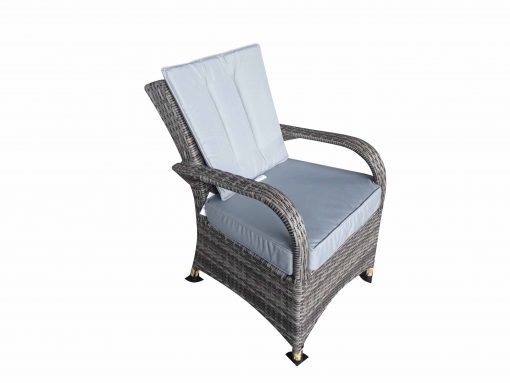Rattan Grey Dining Round Table + 6 Chairs Set