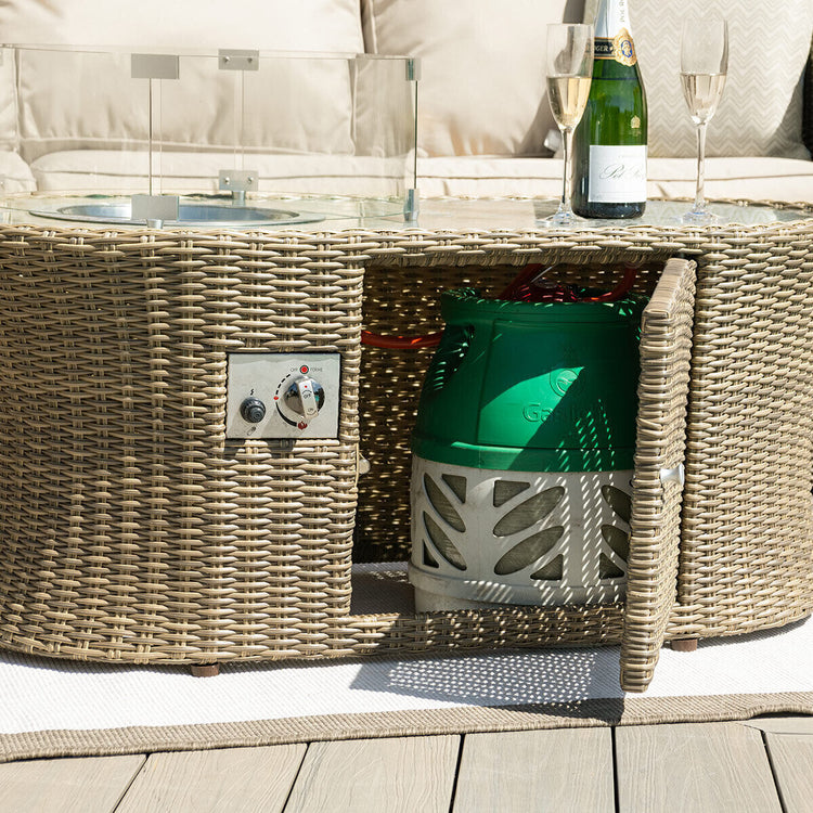 Homeflair - Winchester 2 Seat Rattan Sofa Set w/ Firepit