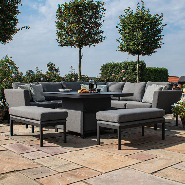 Maze Rattan - Outdoor Fabric Pulse Deluxe Square Corner Dining Set