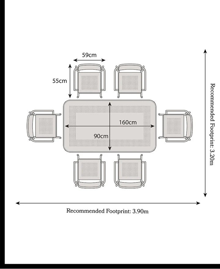 Royal Craft - Porto 6 Seater Rectangular Dining Set in Champagne
