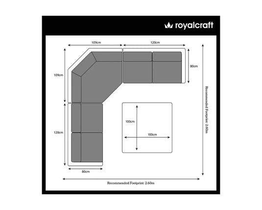 Royal Craft - Wentworth 6 Seater Adjustable Corner Lounging Set