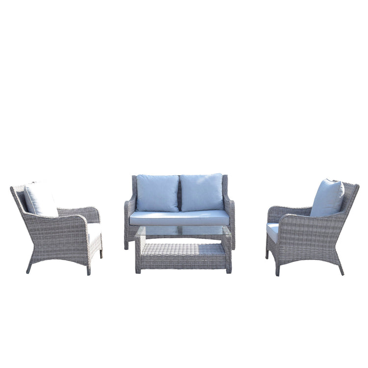 Signature Weave - Rattan High Back 4 Seater Sofa Set in Grey | Alexandra | Alex0052
