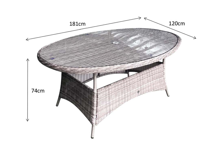 Alexandra Rattan Oval Dining Table in Grey | Alex0207