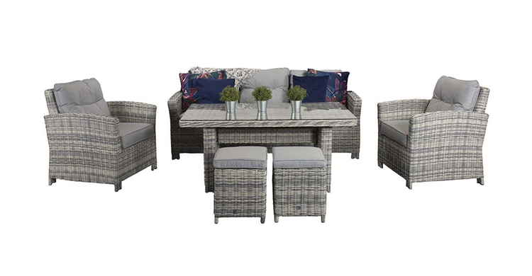 Amy Rattan 7 Seater Dining Set in Grey | Amy0213
