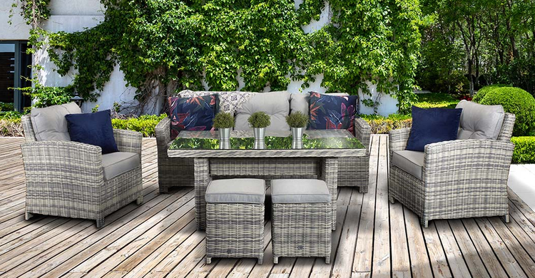Amy Rattan 7 Seater Dining Set in Grey | Amy0213
