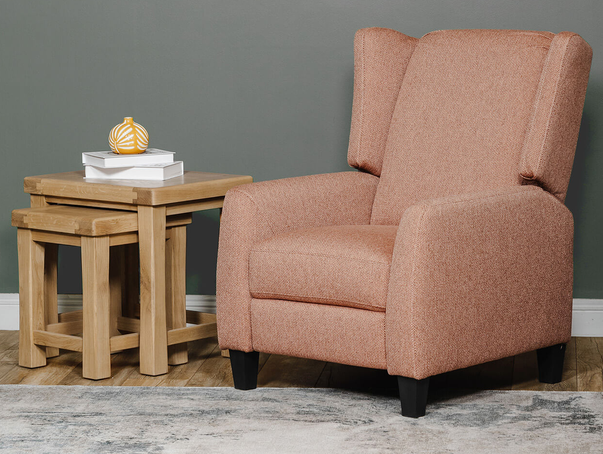 Archie Pastel Fabric Pushback Recliner Chair with Water-Repellent Fabric