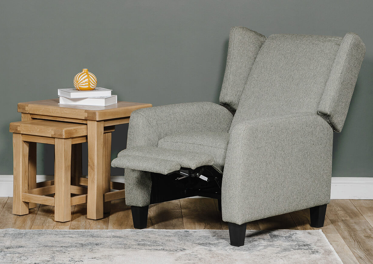 Archie Pastel Fabric Pushback Recliner Chair with Water-Repellent Fabric