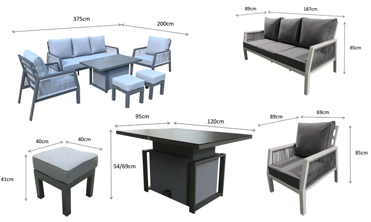 Signature Weave - Rattan 3 Seater Sofa + 2 chairs with Lift Table Set | Bettina | Bett0359