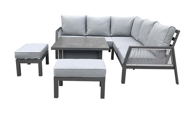 Bettina Aluminium Corner Dining Sofa with 2 Benches + Gas Lift Table | Bett0361_0475