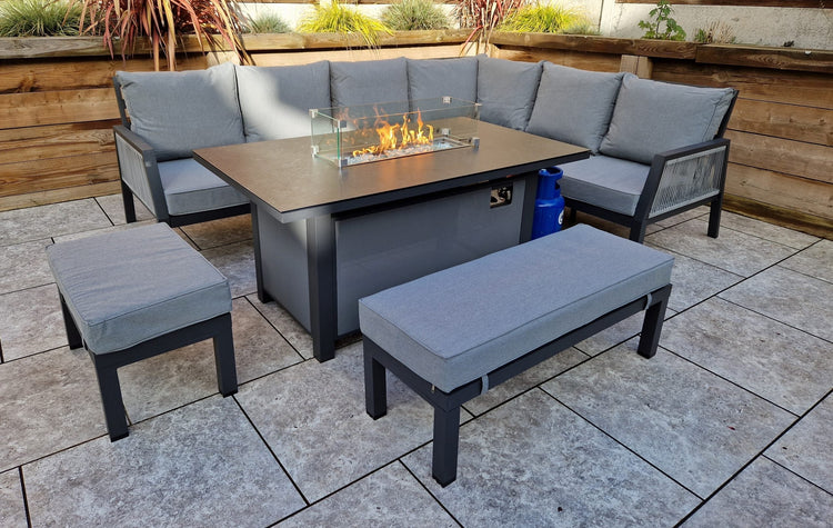Signature Weave - Bettina Corner Dining Set with Firepit Table | Bett0426