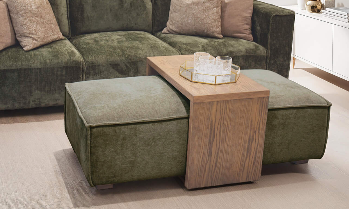 Bodhi Modular Fabric Corner Sofa Collection with Footstool Table