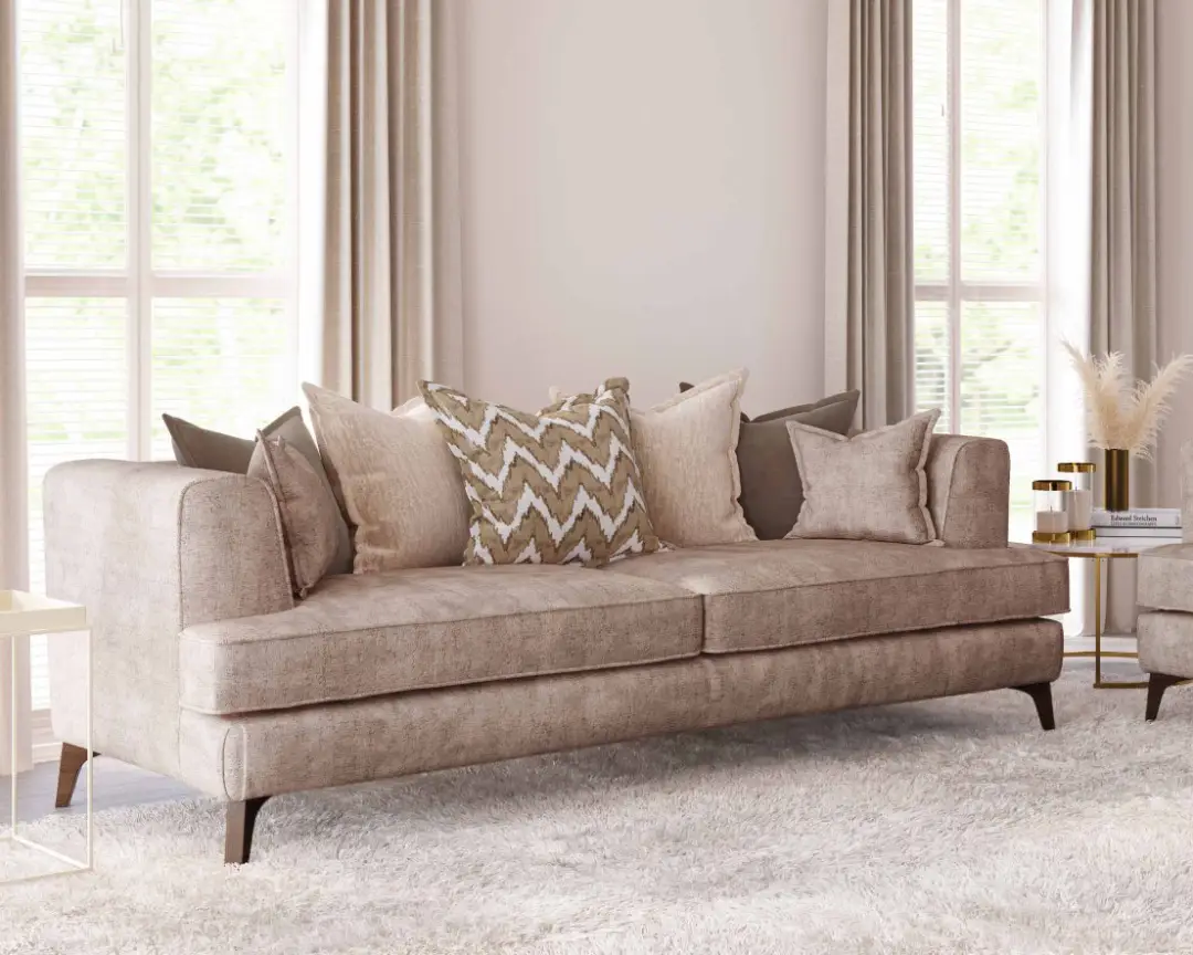 Cancun Fabric Sofa Collection, Standard or Feather Pillow Back