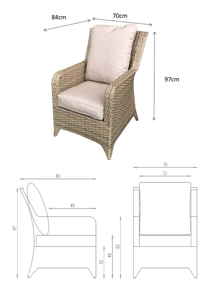 Sarah Rattan 4 Seater Sofa Set + Coffee Table in Grey | Sara0375