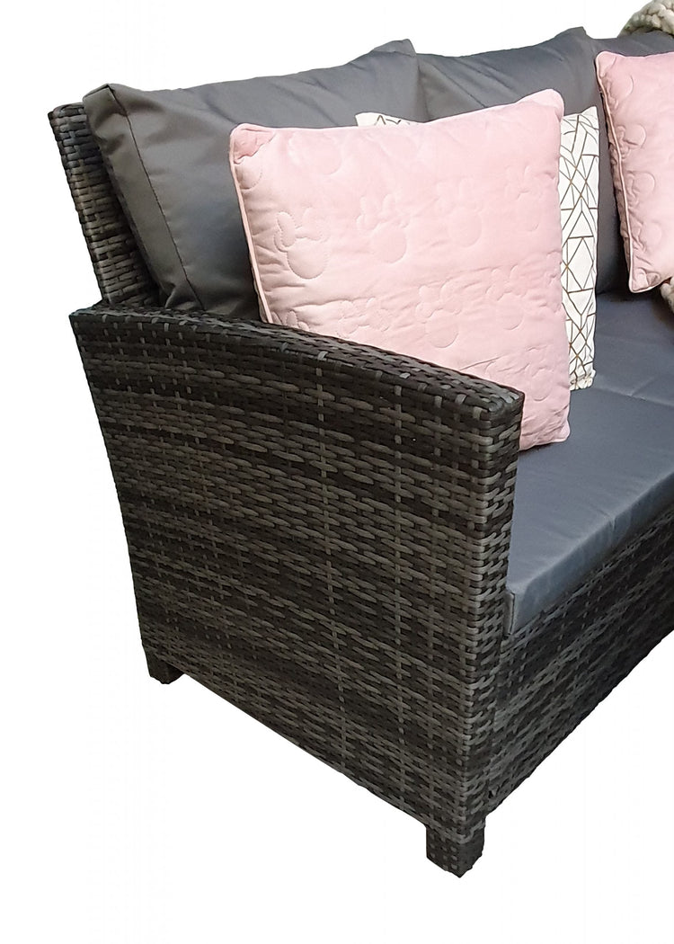 Signature Weave - Rattan Grey Corner Sofa + Dining Table + 3 Stools Set | Char0308