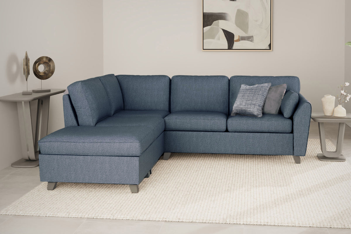 Cantrell Fabric Corner Sofa with Ottoman Footstool