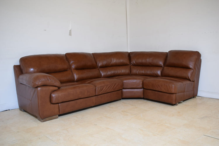 Cognac Ex-Display Leather Brown 3 Piece Corner Sofa | EX108