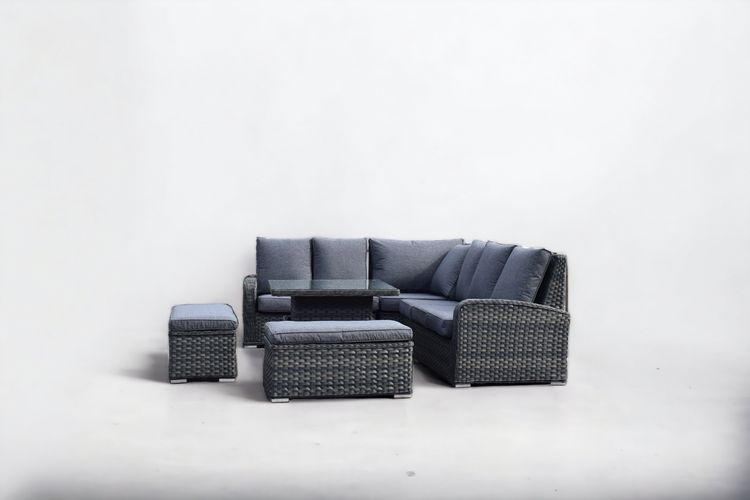 Rattan Anna Corner Sofa with Lift Table + 2 Bench Stools | GCV1308V-6C
