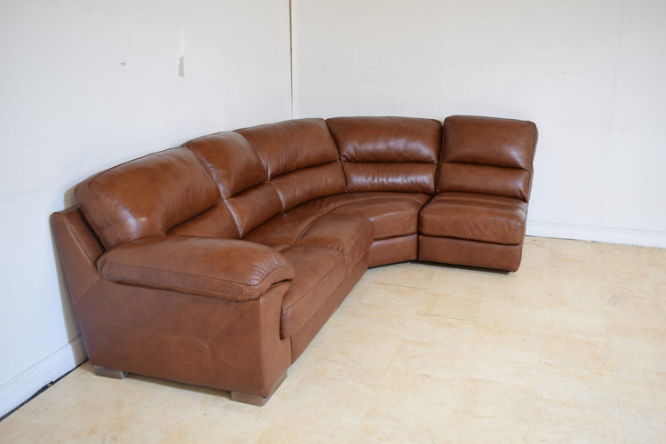 Cognac Ex-Display Leather Brown 3 Piece Corner Sofa | EX108