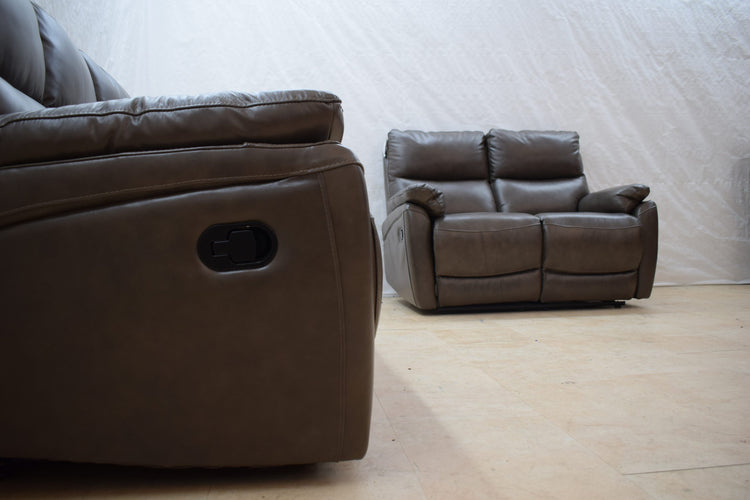 Monty Ex-Display Brown Leather 3 + 2 Seater Manual Recliner Sofas | EXMON