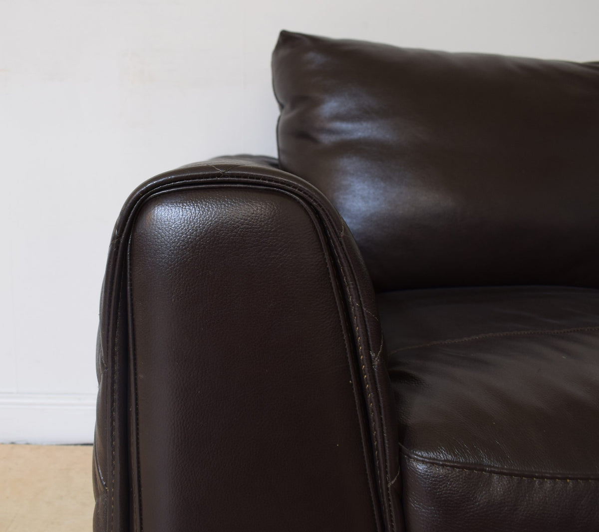 Ex-Display Waffle Arm Brown Leather 2 Seater Sofa + Chair