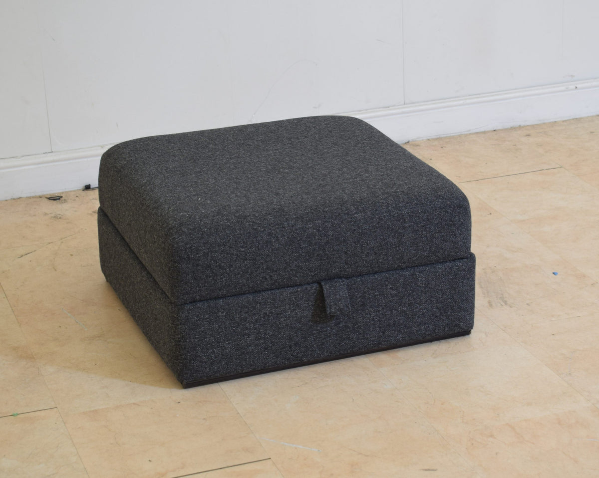 Grey Fabric Storage Footstool