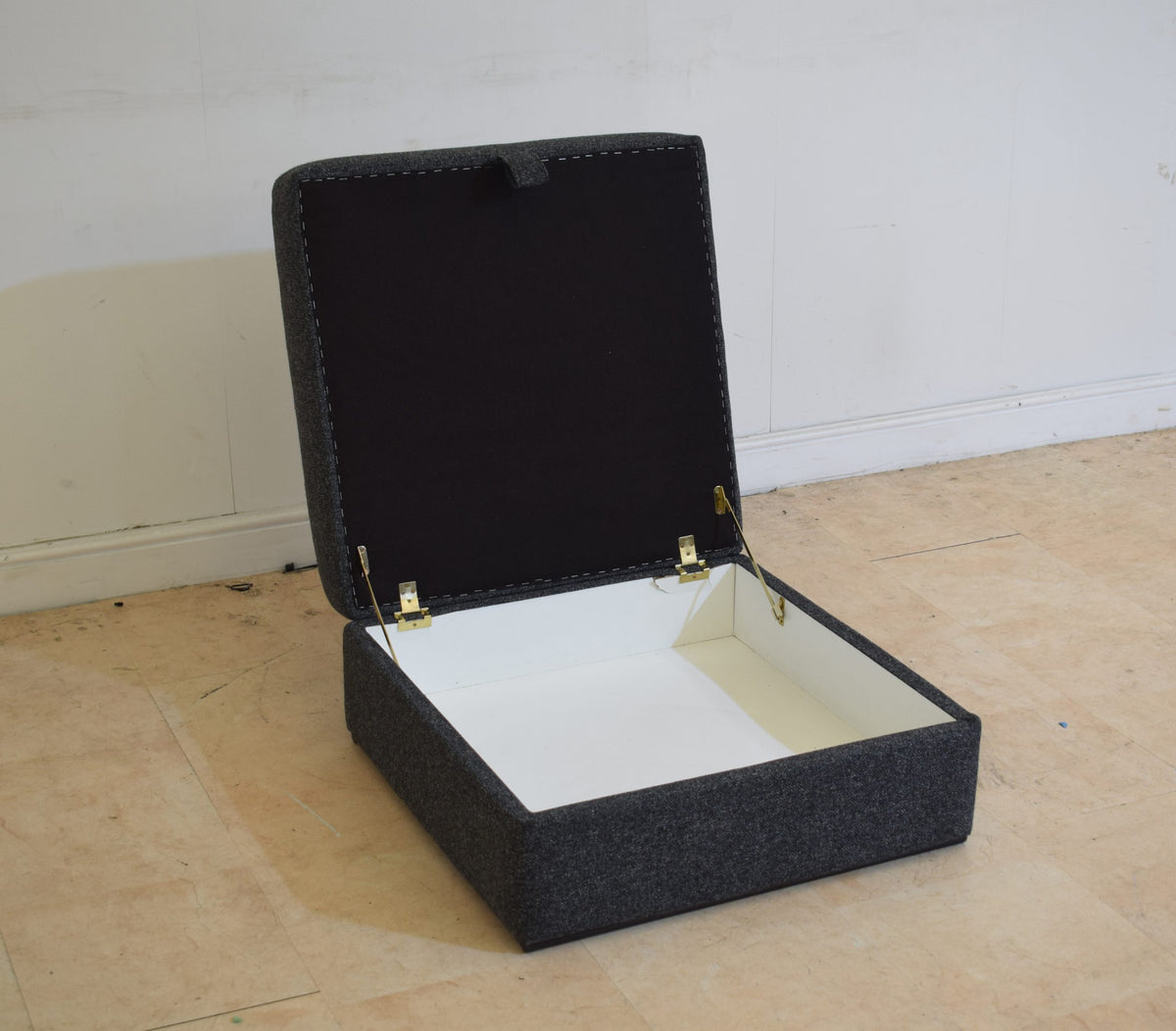 Grey Fabric Storage Footstool