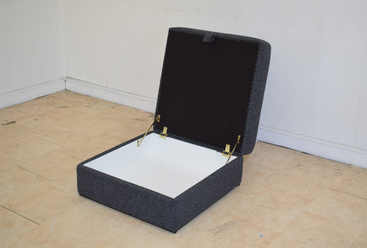 Grey Fabric Storage Footstool