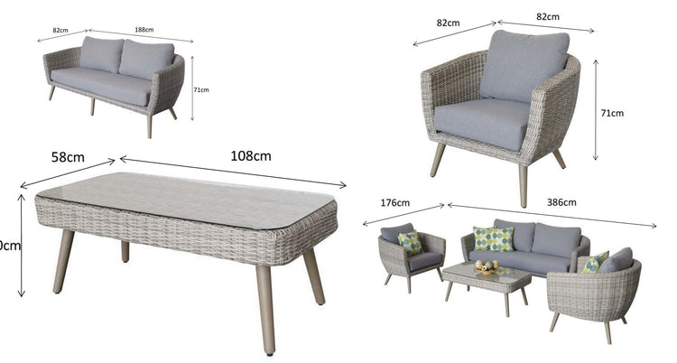 Signature Weave - Rattan 5 Seater Sofa Set in Fine Grey | Danielle | Dani0159