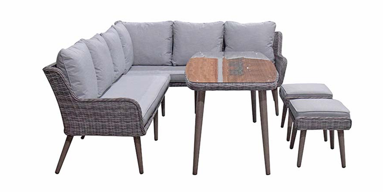 Signature Weave - Rattan Corner Sofa with Dining Table + 2 Stools Set | Danielle | Dani0347