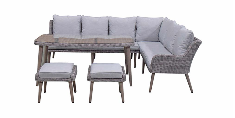 Signature Weave - Rattan Corner Sofa with Dining Table + 2 Stools Set | Danielle | Dani0347