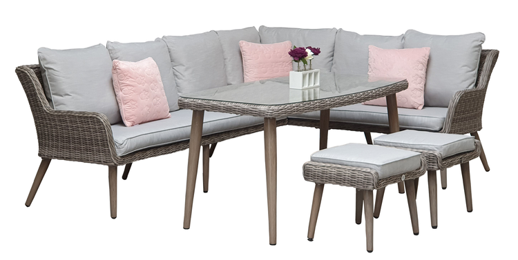 Signature Weave - Rattan Corner Sofa with Dining Table + 2 Stools Set | Danielle | Dani0347