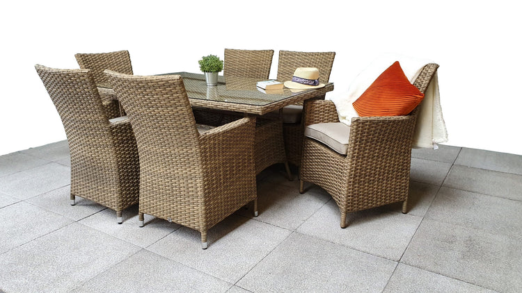 Signature Weave - Rattan Large Dining Table + 6 High Back Chairs | Darcey | Darc0222_Darc0256