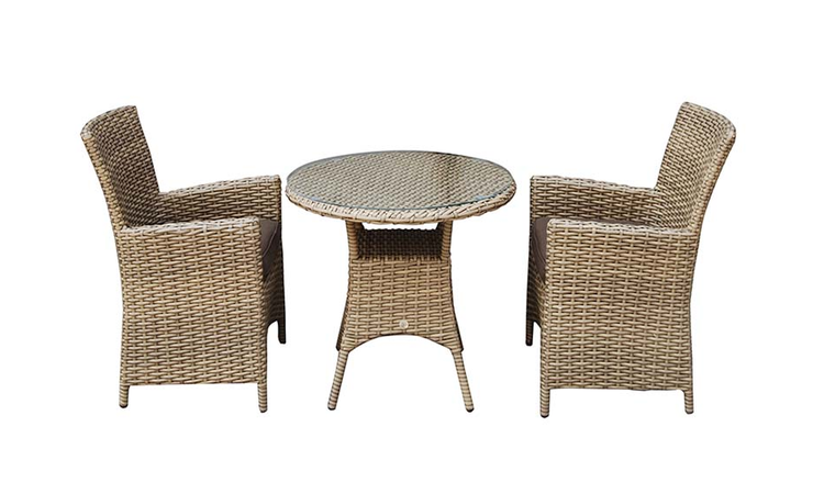 Darcey Brown Rattan Outdoor Bistro Set with High Back Chairs | Darc0264_0256