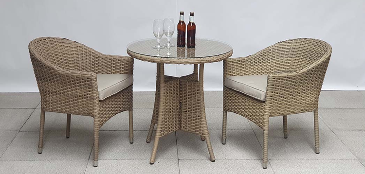 Darcey Brown Rattan Outdoor Bistro Set with Stacking Chairs | Darc0264_0191