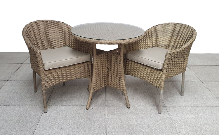 Darcey Brown Rattan Outdoor Bistro Set with Stacking Chairs | Darc0264_0191