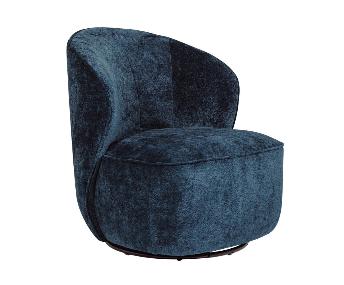 Edie Soft Fabric Swivel Accent Chair in Blue, Rust or Green