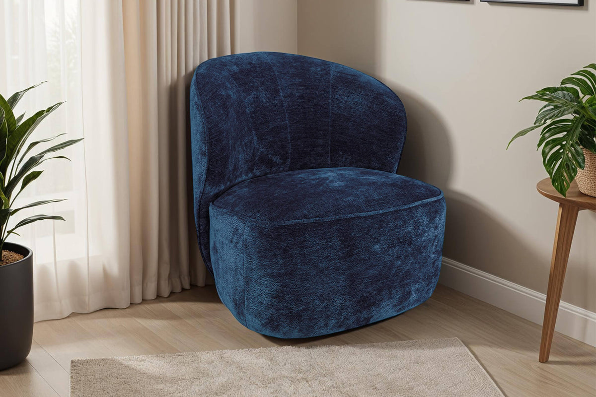 Edie Soft Fabric Swivel Accent Chair in Blue, Rust or Green
