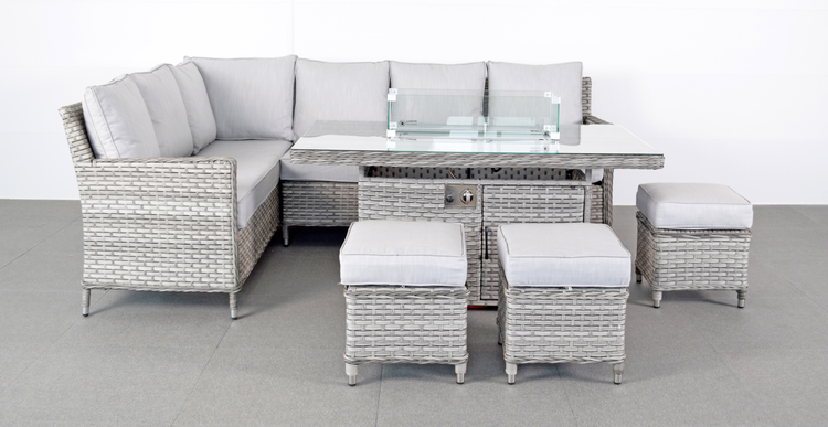 Edwina Rattan Firepit Corner Sofa in Grey | Edwi0259_0430