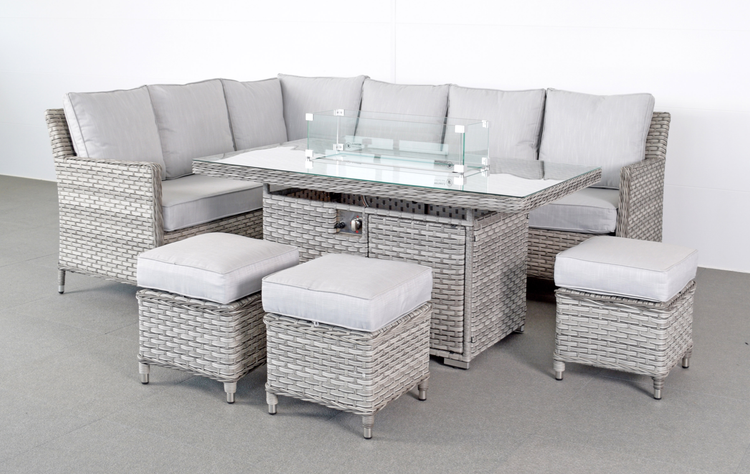 Edwina Rattan Firepit Corner Sofa in Grey | Edwi0259_0430