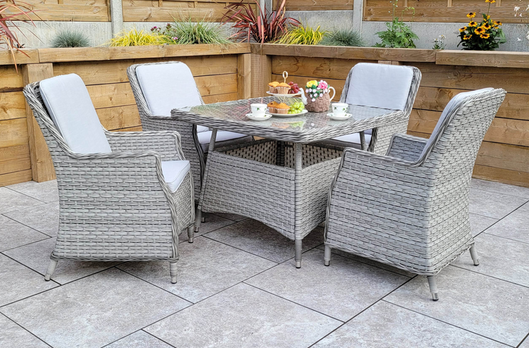 Signature Weave - Rattan Square Table + 4 Chairs set | Edwina | Edwi0294 _Edwi0296