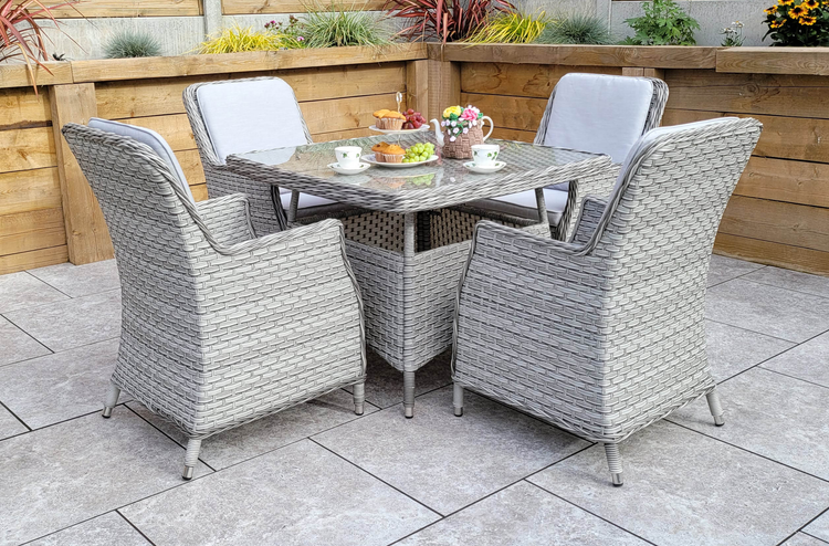 Signature Weave - Rattan Square Table + 4 Chairs set | Edwina | Edwi0294 _Edwi0296