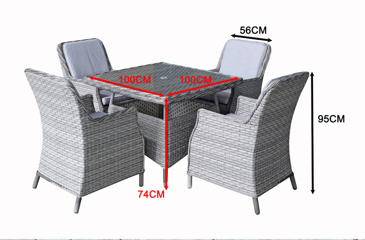 Signature Weave - Rattan Square Table + 4 Chairs set | Edwina | Edwi0294 _Edwi0296