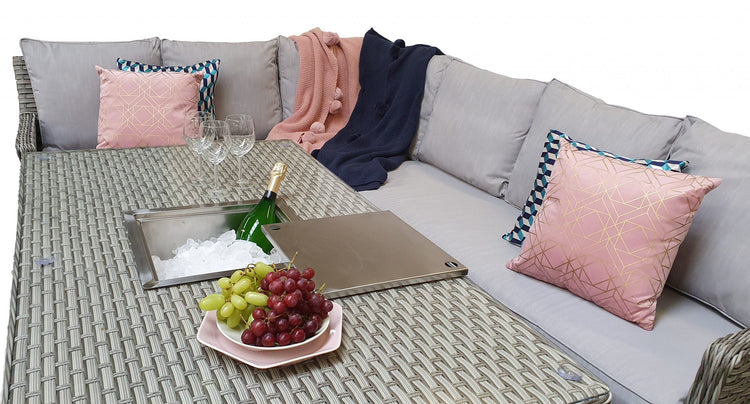 Signature Weave - Rattan Corner Dining sofa with Lift Table and Ice Bucket | Edwina | Edwi0317