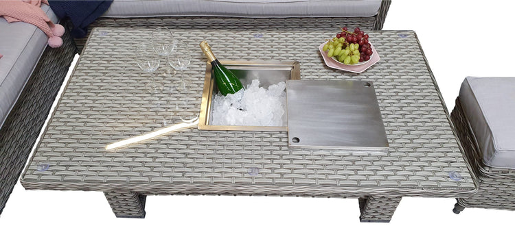 Signature Weave - Rattan Corner Dining sofa with Lift Table and Ice Bucket | Edwina | Edwi0317