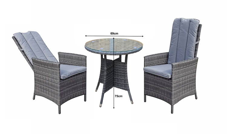 Emily Rattan Reclining Bistro Set in Grey | Emil0192_0208