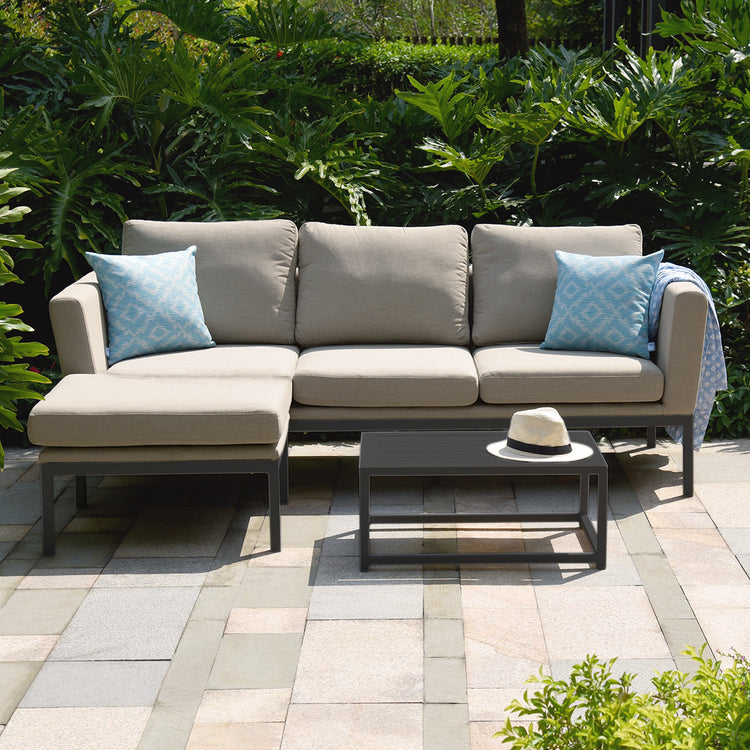 Homeflair - Outdoor Fabric Pulse Chaise Sofa Set in Oatmeal