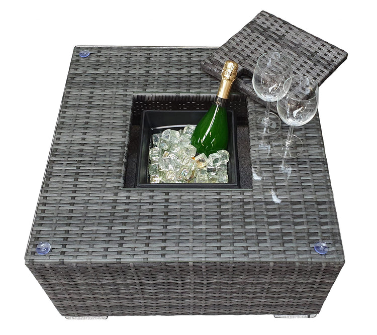 Signature Weave - Rattan Corner Sofa with Ice Bucket and Coffee Table in Grey | Georgia | Geor0311