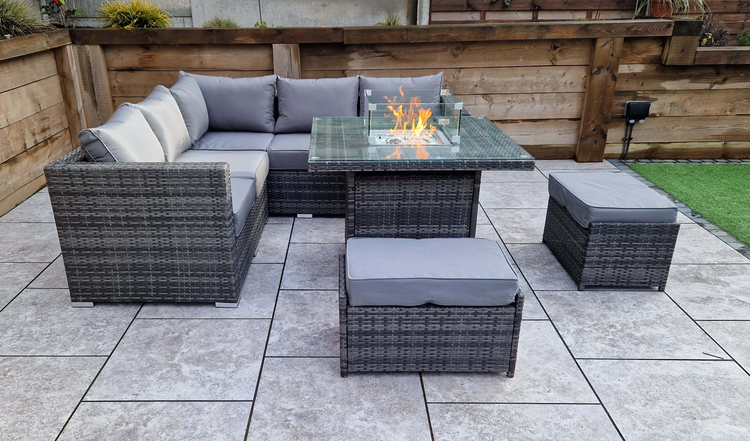 Georgia Rattan Grey Firepit Dining Corner Sofa | Geor0150_0433