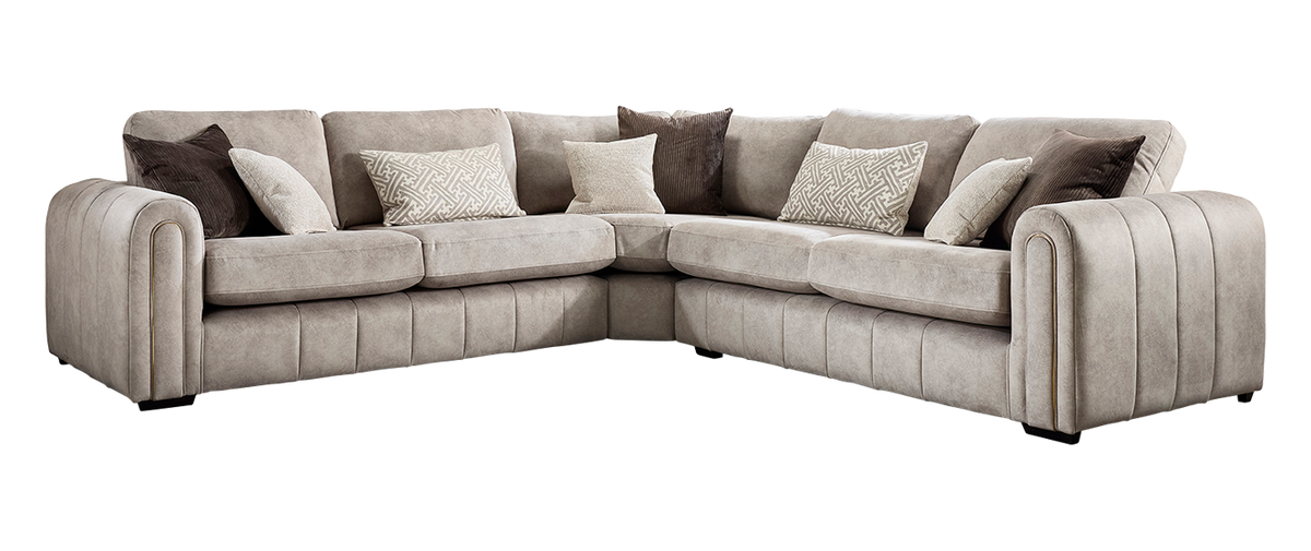 Glamour Quilted Fabric Sofa & Corner Collection with Piping