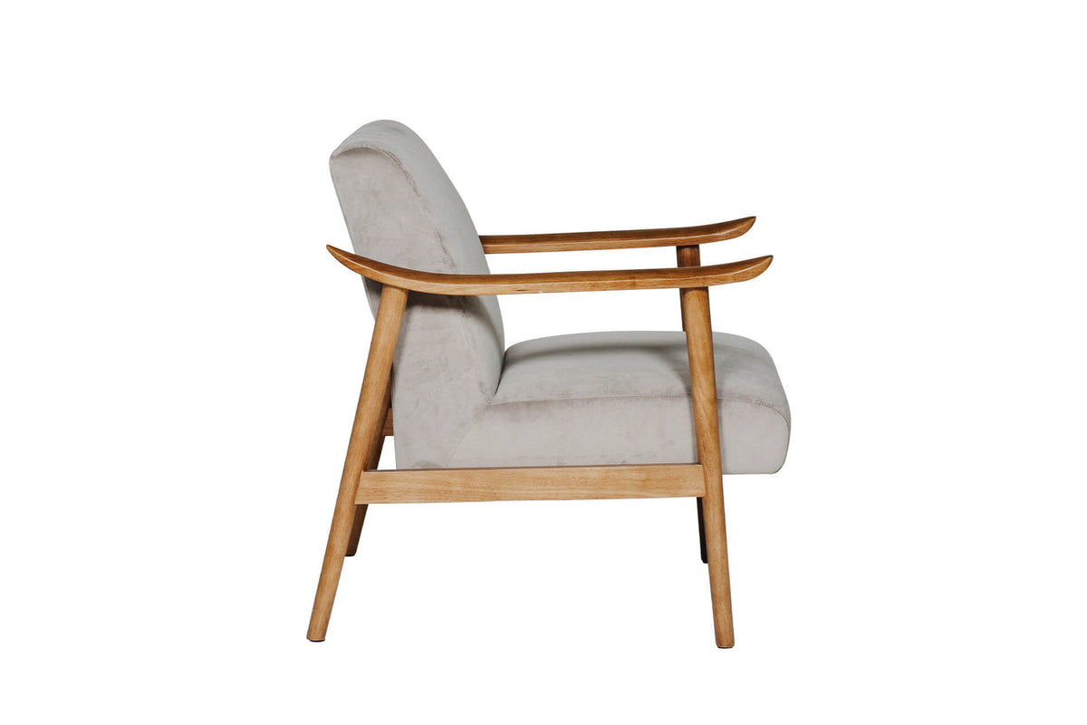 Heath Velvet Accent Chair on Solid Wood Base, Green or Grey